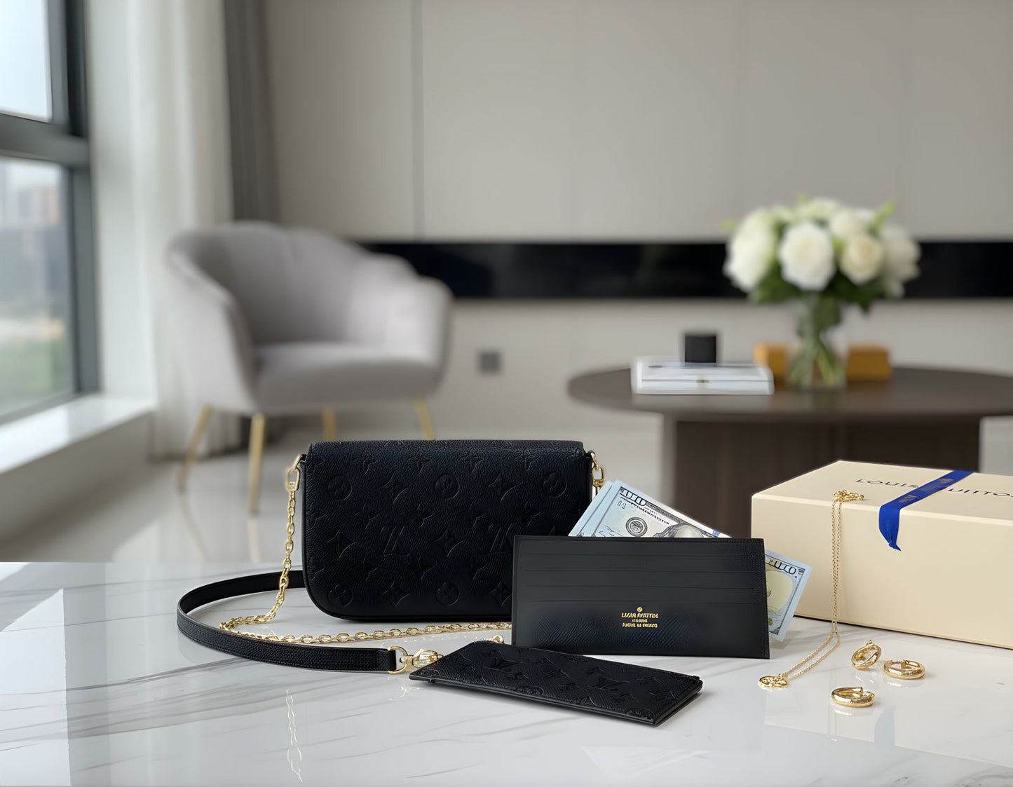 Louis Vuitton Felicie Monogram Canvas Pochette Bag