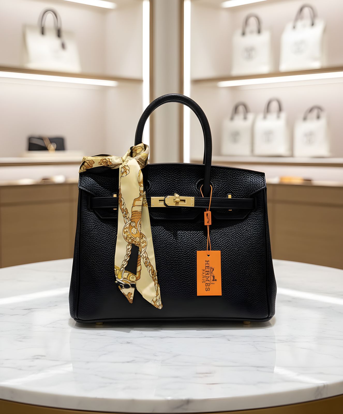 HERMÈS BIRKIN 25 EPSOM LEATHER BAG IN ETOUPE WITH GOLD HARDWARE