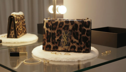 Saint Laurent Saint Laurent Leopard Patterned Logo Plaque Shoulder Bag