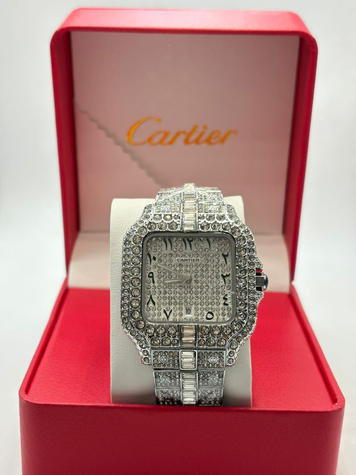 Cartier Santos Diamond Paved Luxury Watch