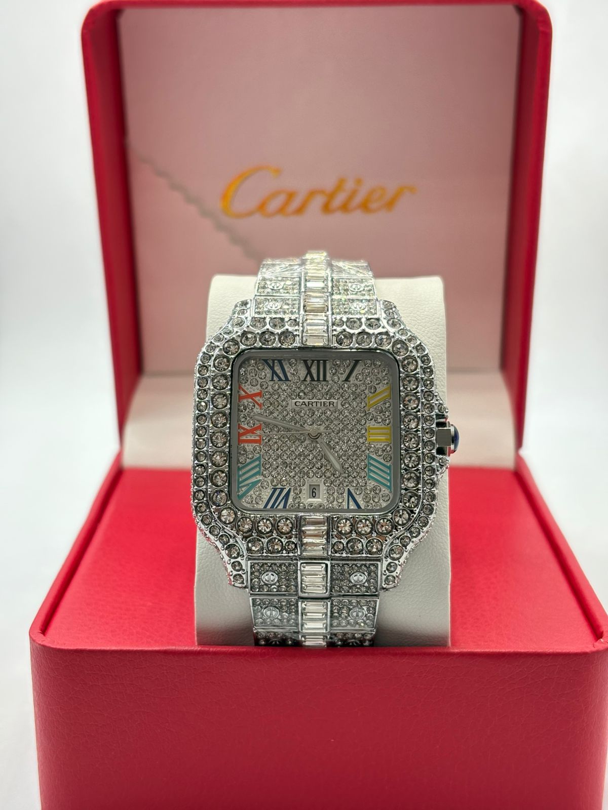 Cartier Santos Diamond Paved Luxury Watch