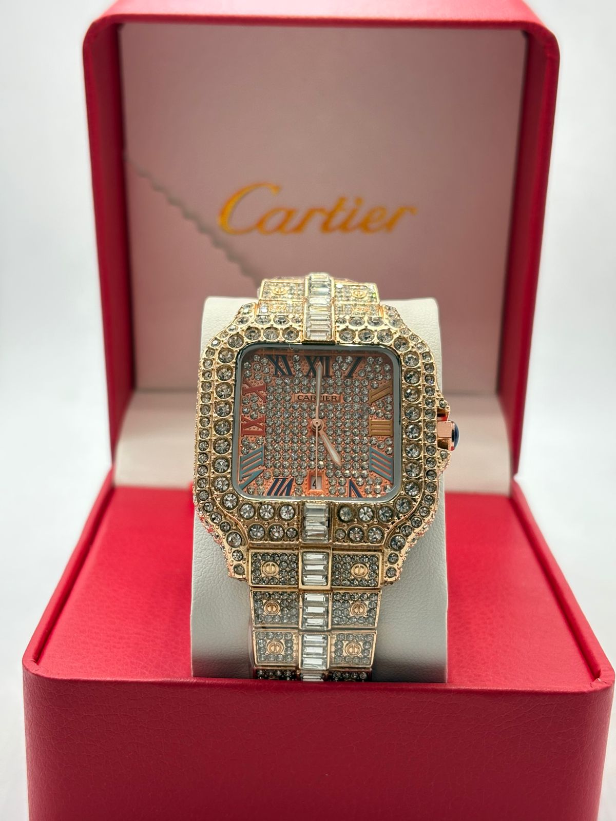 Cartier Santos Diamond Paved Luxury Watch
