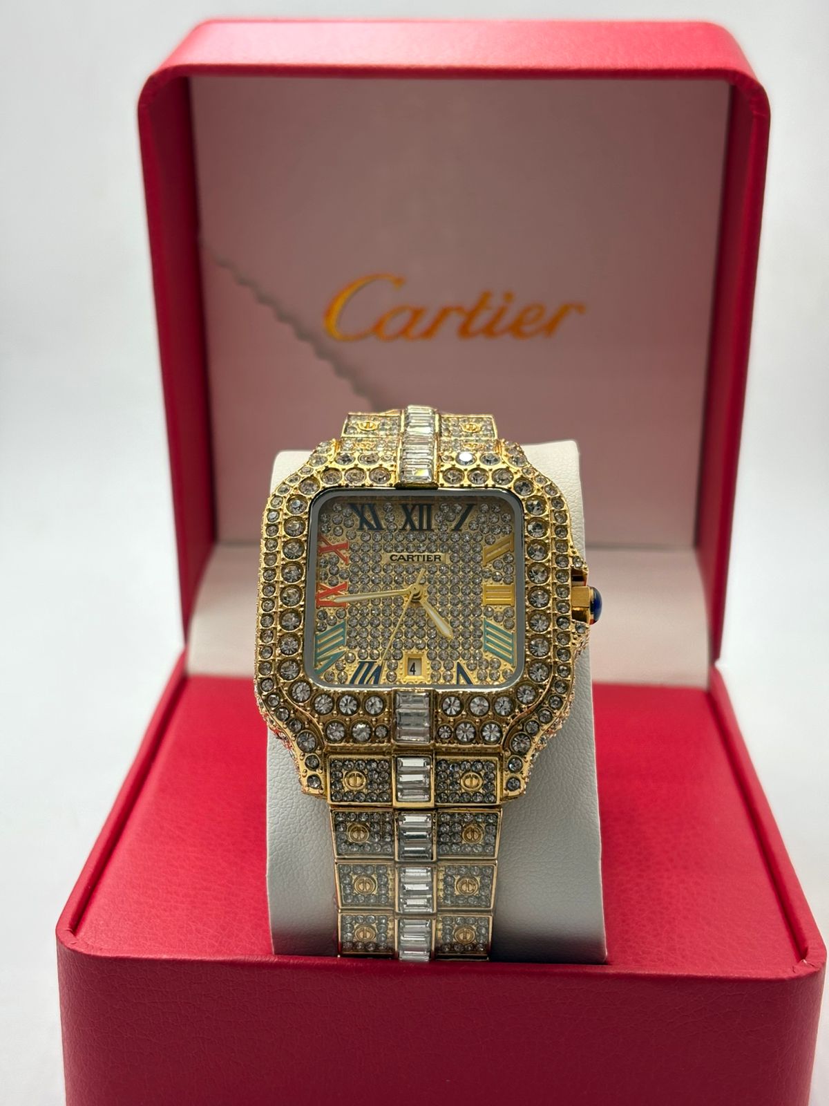 Cartier Santos Diamond Paved Luxury Watch