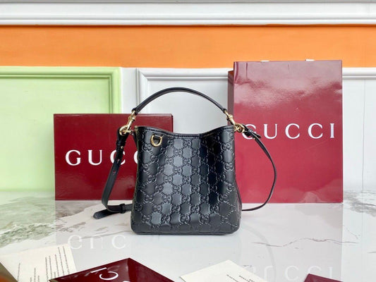 Gucci GG Embossed Burgundy Leather Shoulder Bag