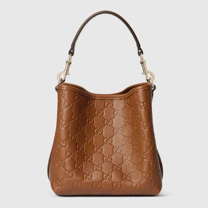 Gucci GG Embossed Burgundy Leather Shoulder Bag