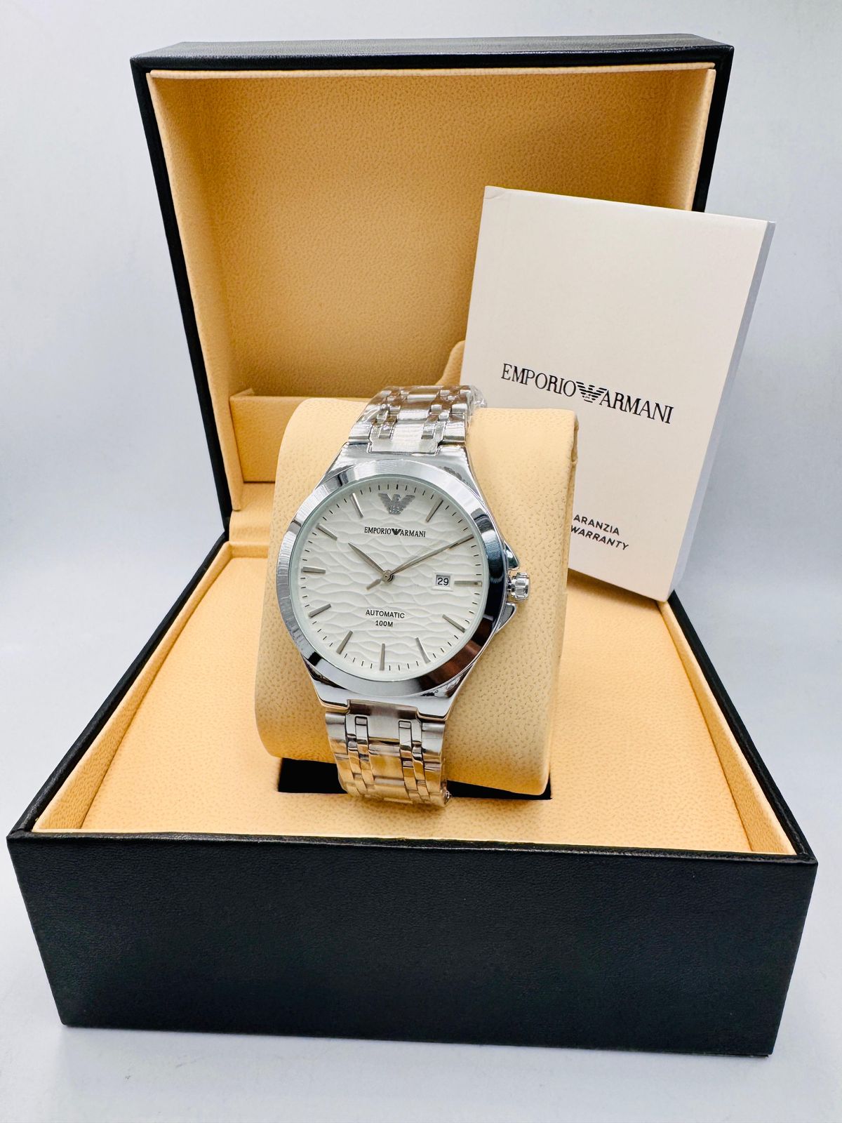 Emporio Armani Automatic "Wave Dial" Luxury Dress Watch – 100M