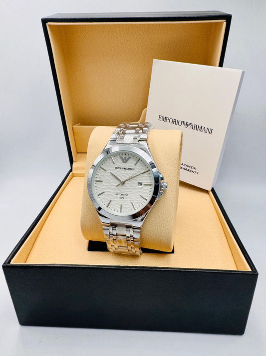 Emporio Armani Automatic "Wave Dial" Luxury Dress Watch – 100M