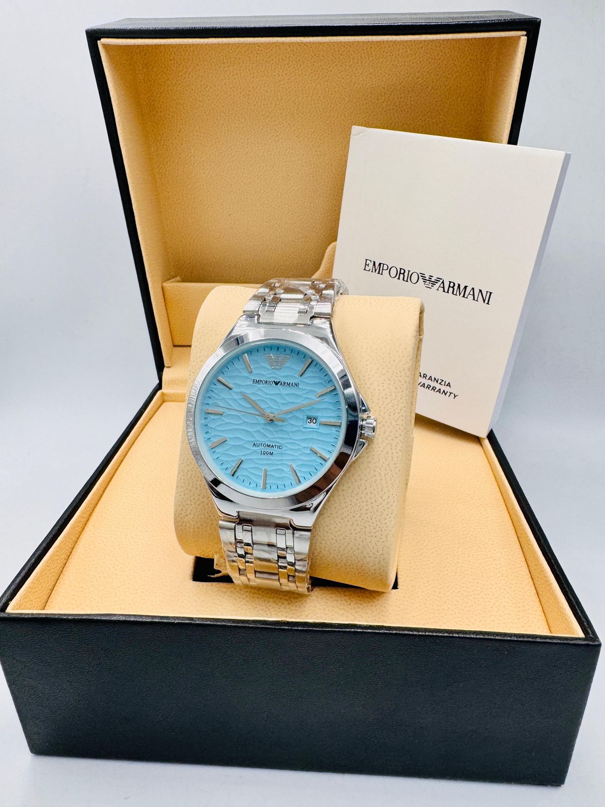 Emporio Armani Automatic "Wave Dial" Luxury Dress Watch – 100M