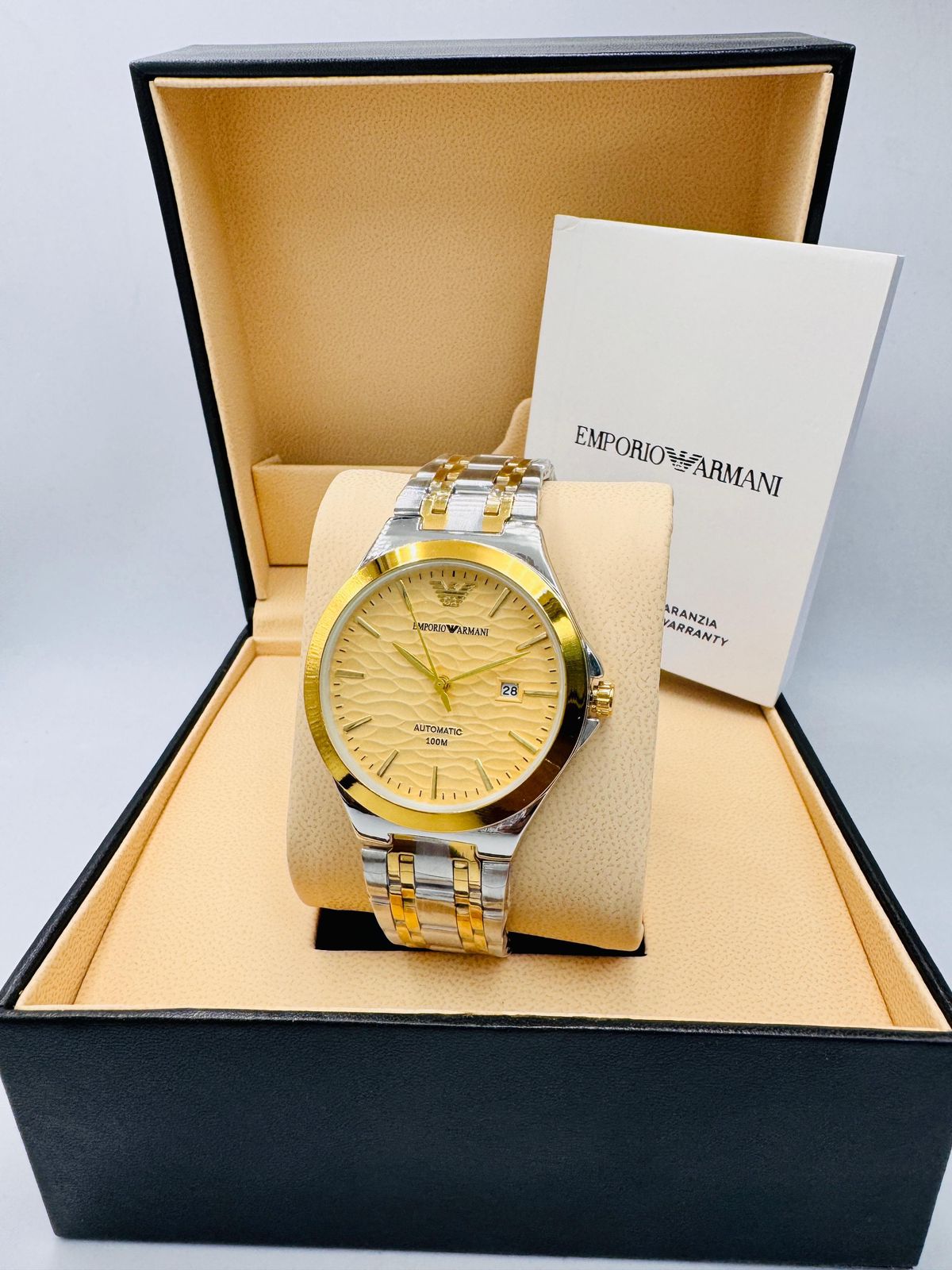 Emporio Armani Automatic "Wave Dial" Luxury Dress Watch – 100M