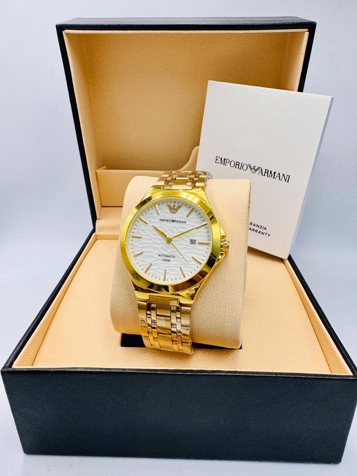 Emporio Armani Automatic "Wave Dial" Luxury Dress Watch – 100M