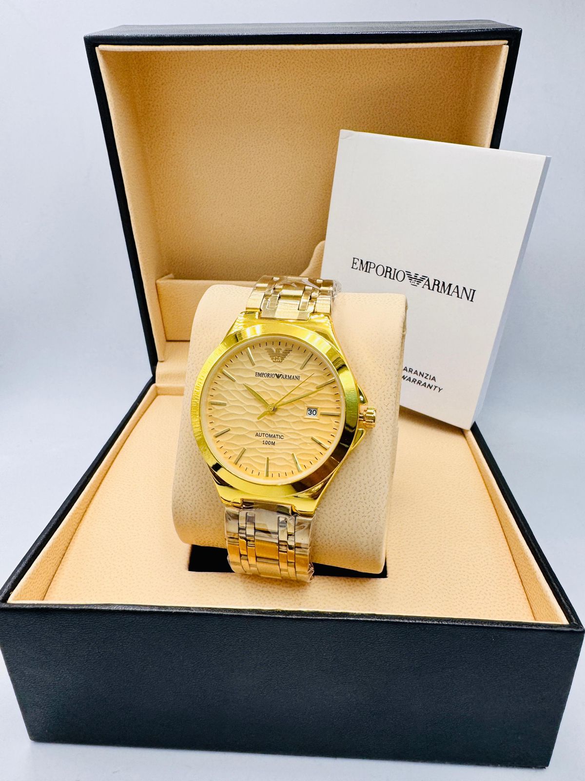 Emporio Armani Automatic "Wave Dial" Luxury Dress Watch – 100M