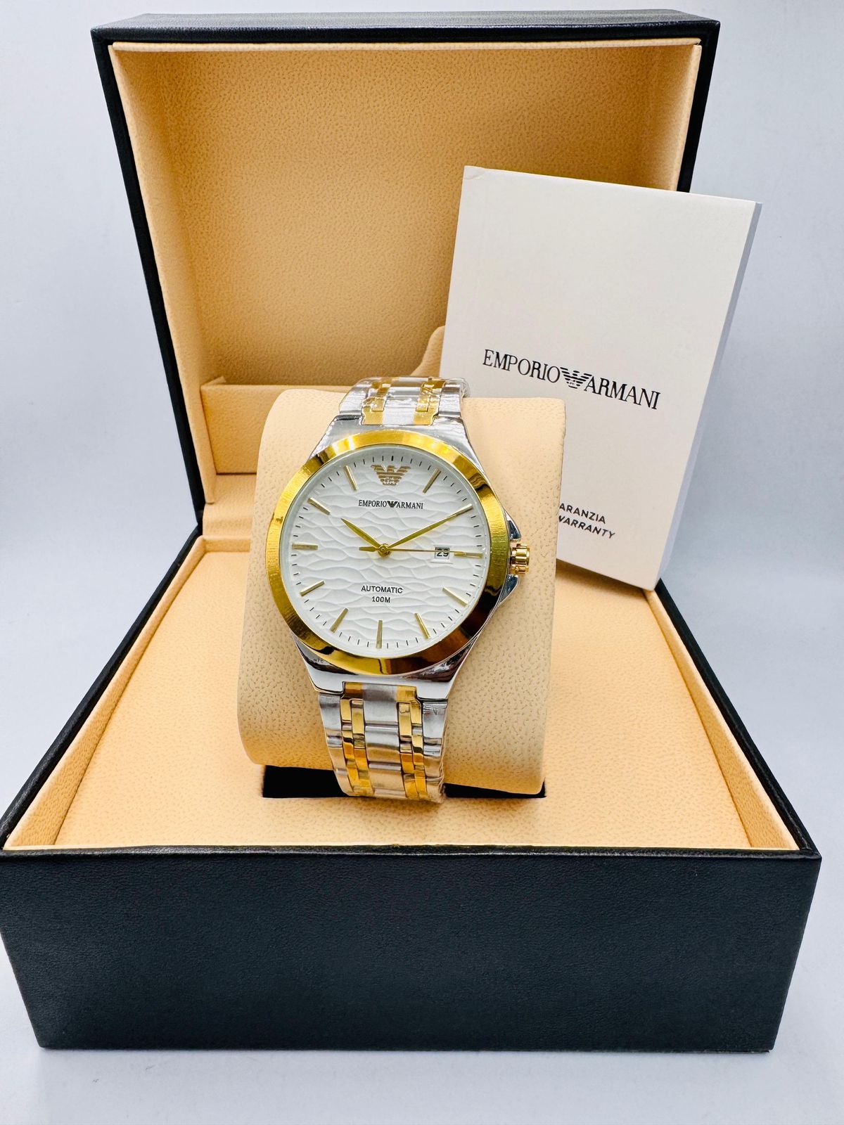 Emporio Armani Automatic "Wave Dial" Luxury Dress Watch – 100M
