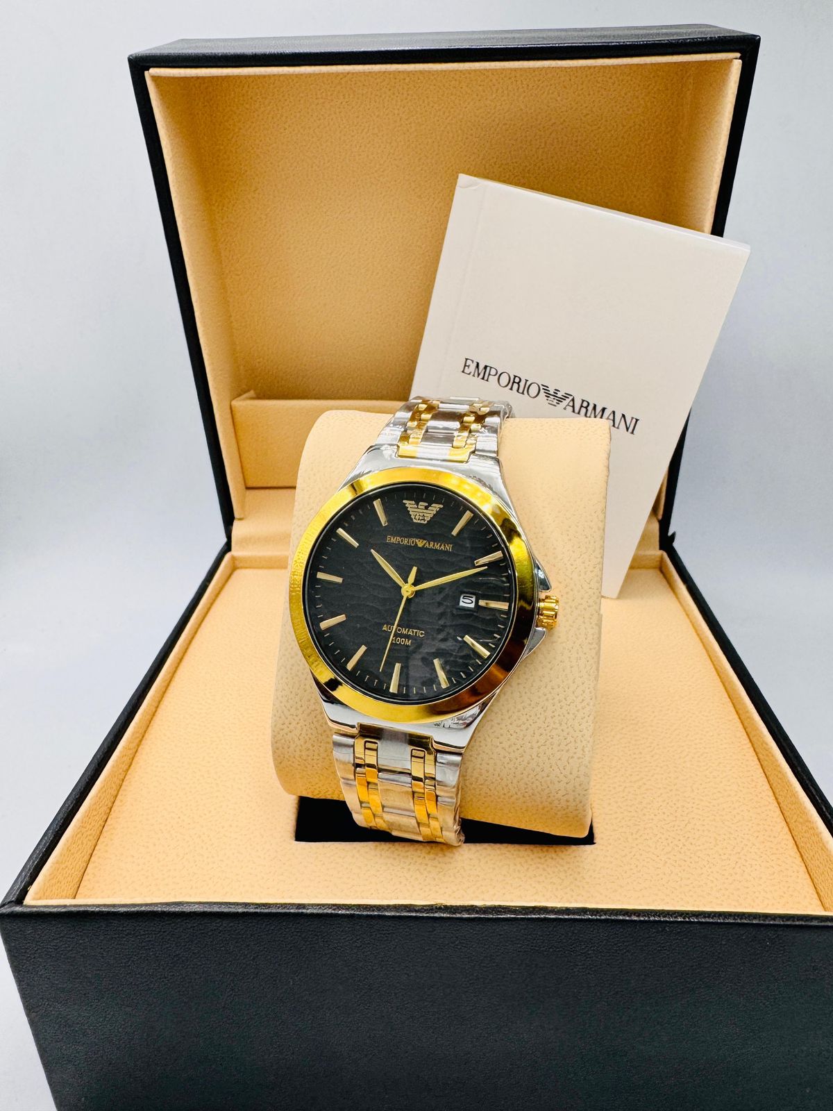 Emporio Armani Automatic "Wave Dial" Luxury Dress Watch – 100M
