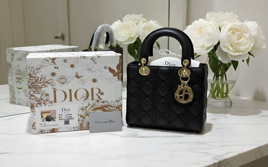 DIOR Levidor Black Square Gold Chain Detailed Handbag